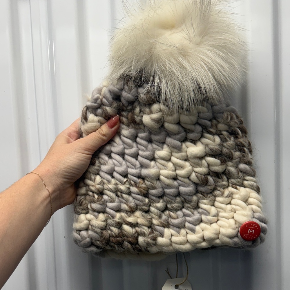 Mischa Lampert Chunky Knit Beanie with Pom Pom